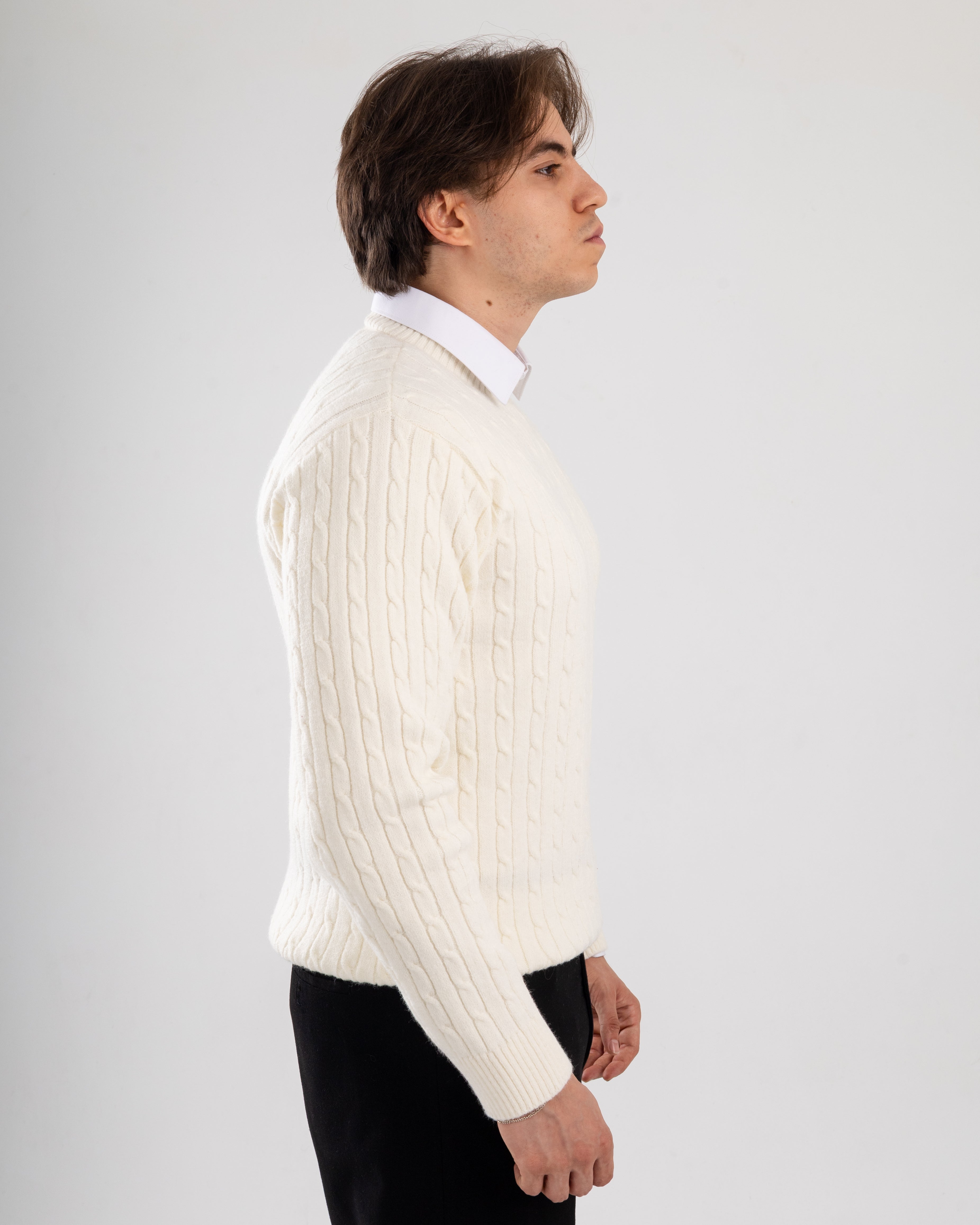 White Twist Knit Sweater