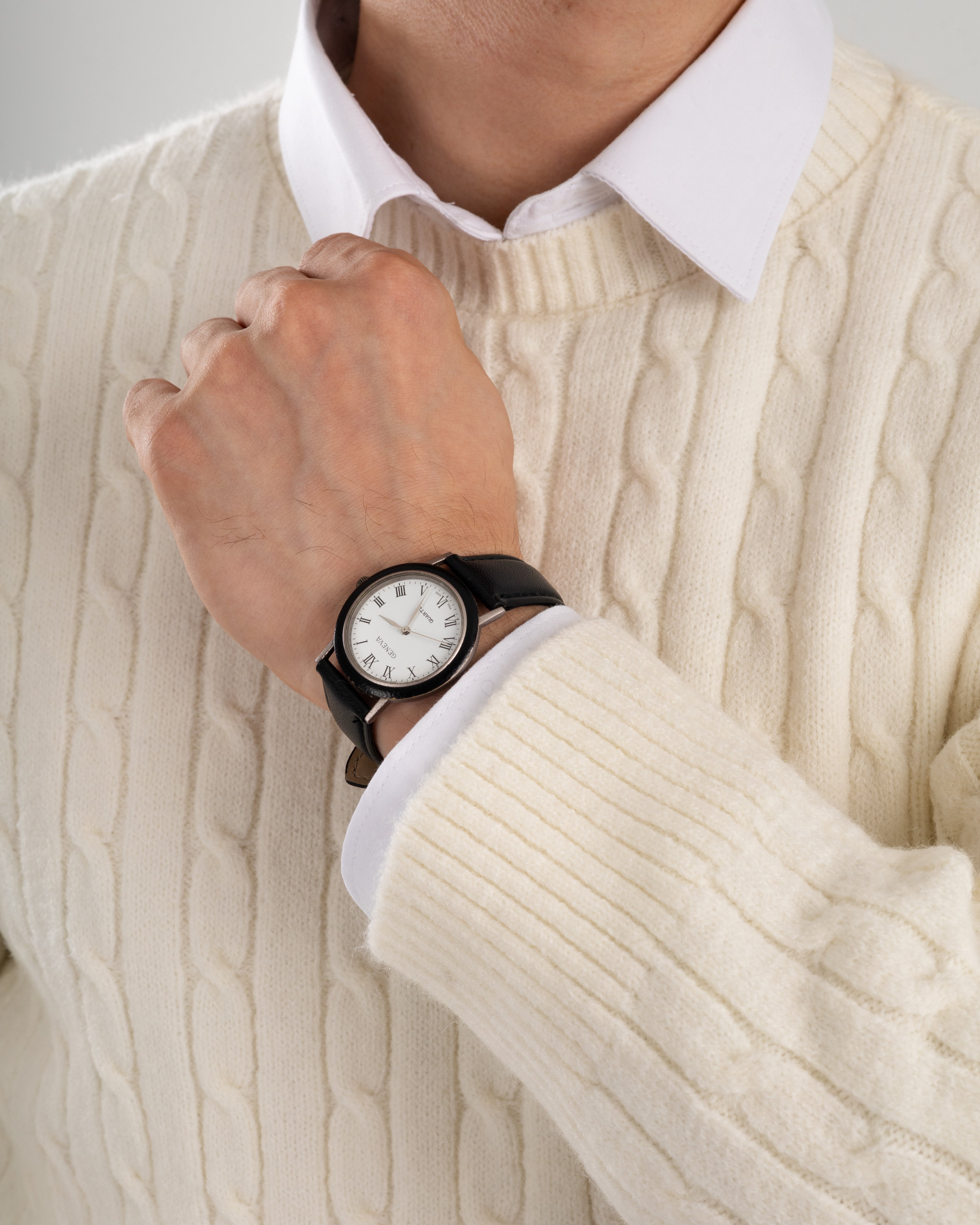 White Twist Knit Sweater