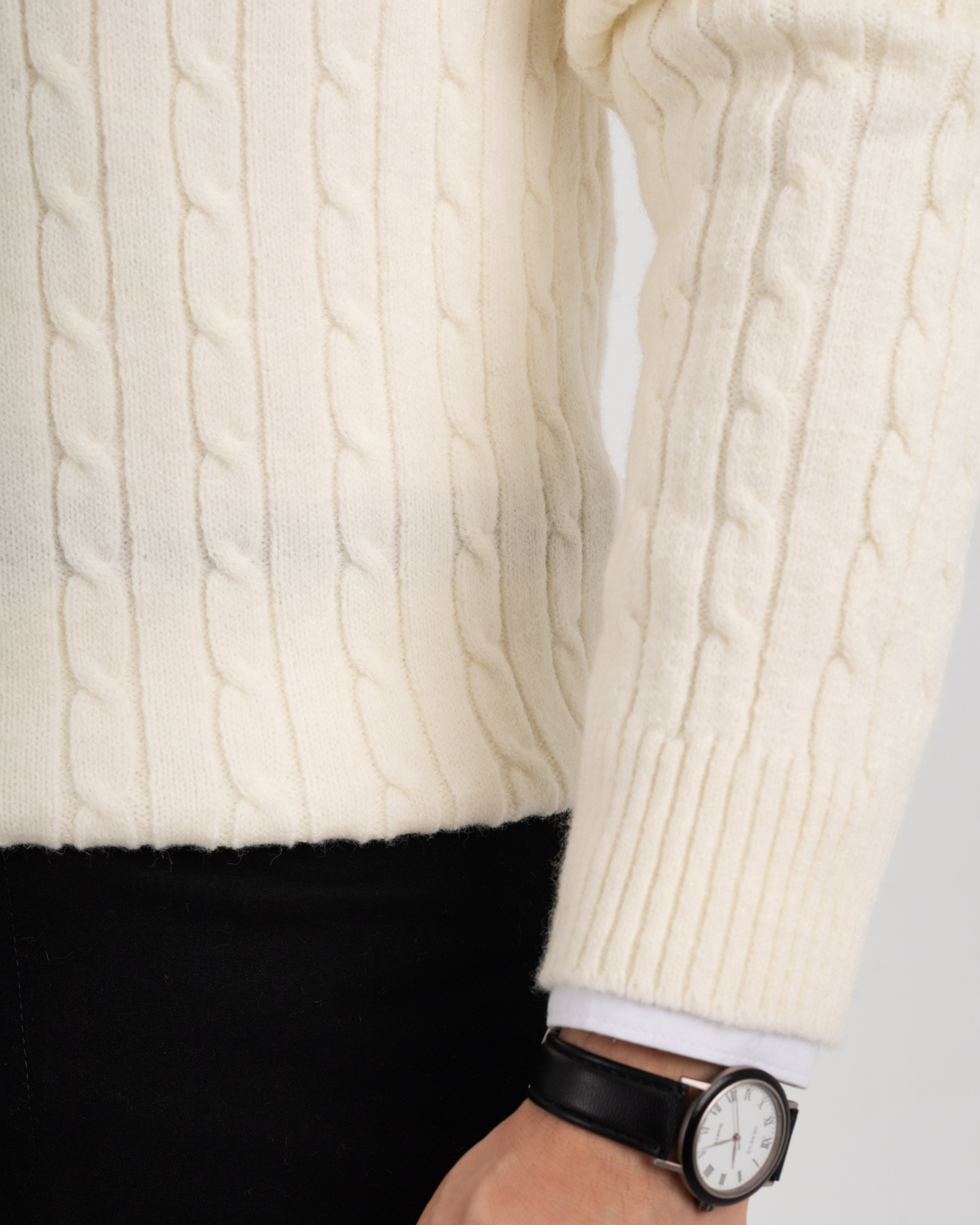 White Twist Knit Sweater