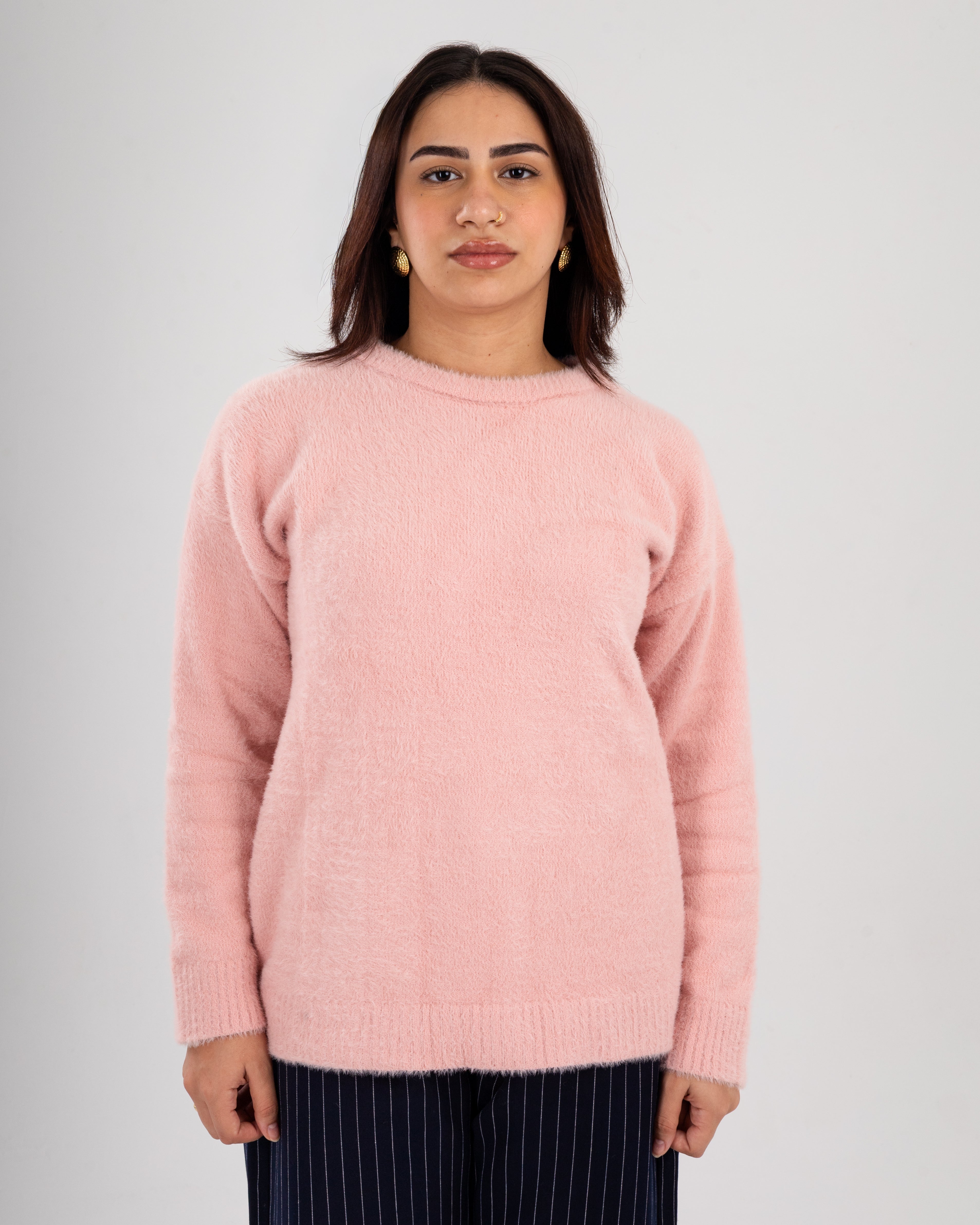 ٌRounded Pink Mohair Sweater