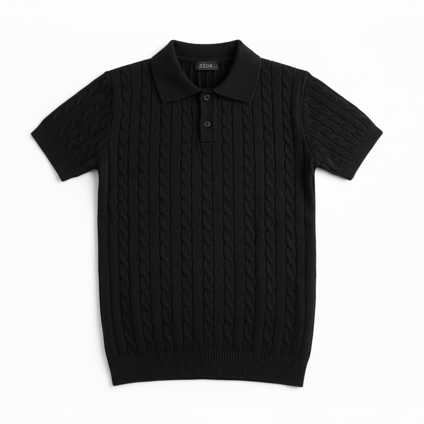 Black Twist Knit Polo - Him