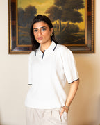 White Classic Knit Polo - Her