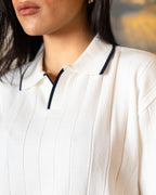 White Classic Knit Polo - Her