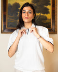 White Classic Knit Polo - Her