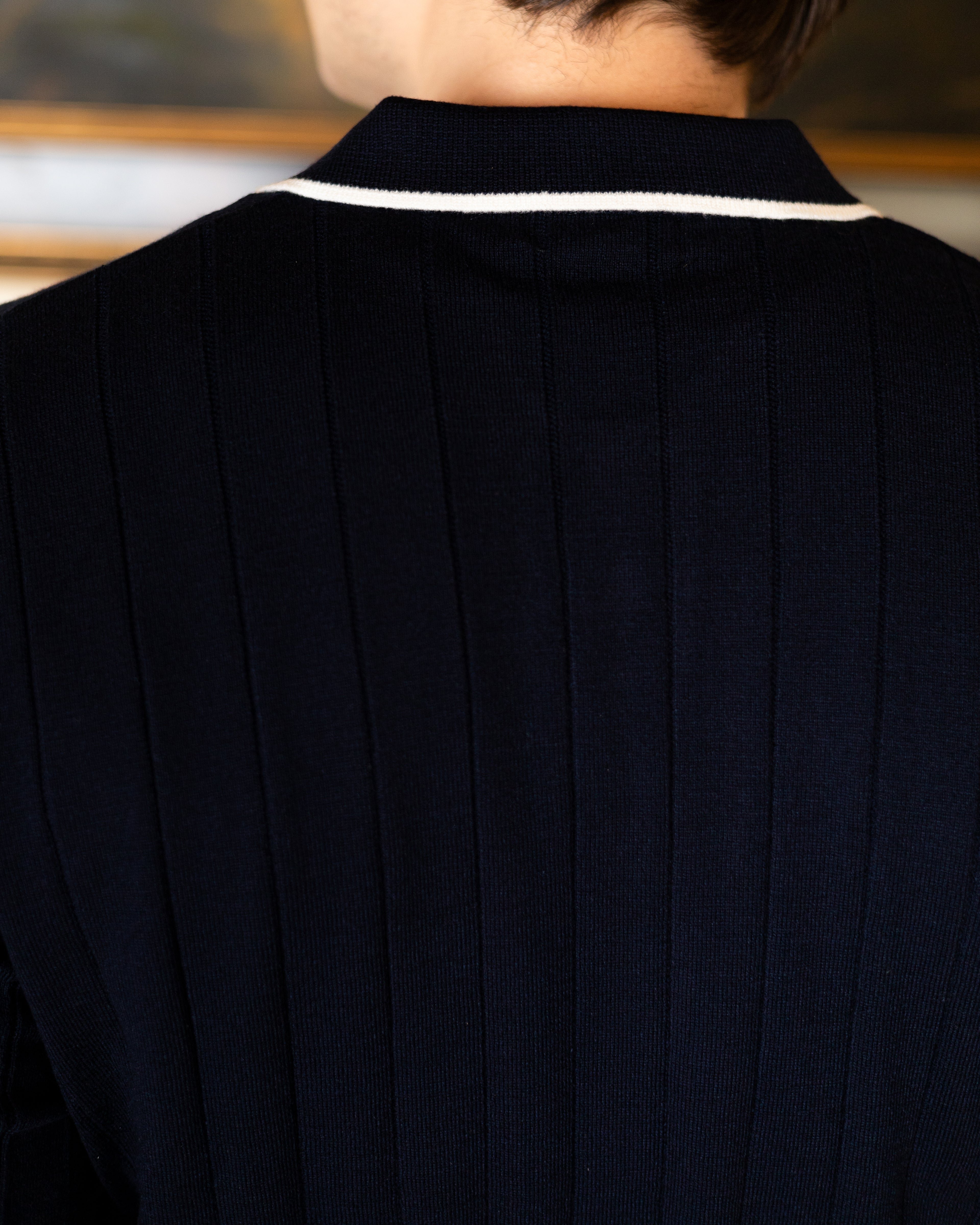 Navy Classic Knit Polo - Him