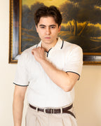 White Classic Knit Polo - Him