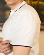 White Classic Knit Polo - Him