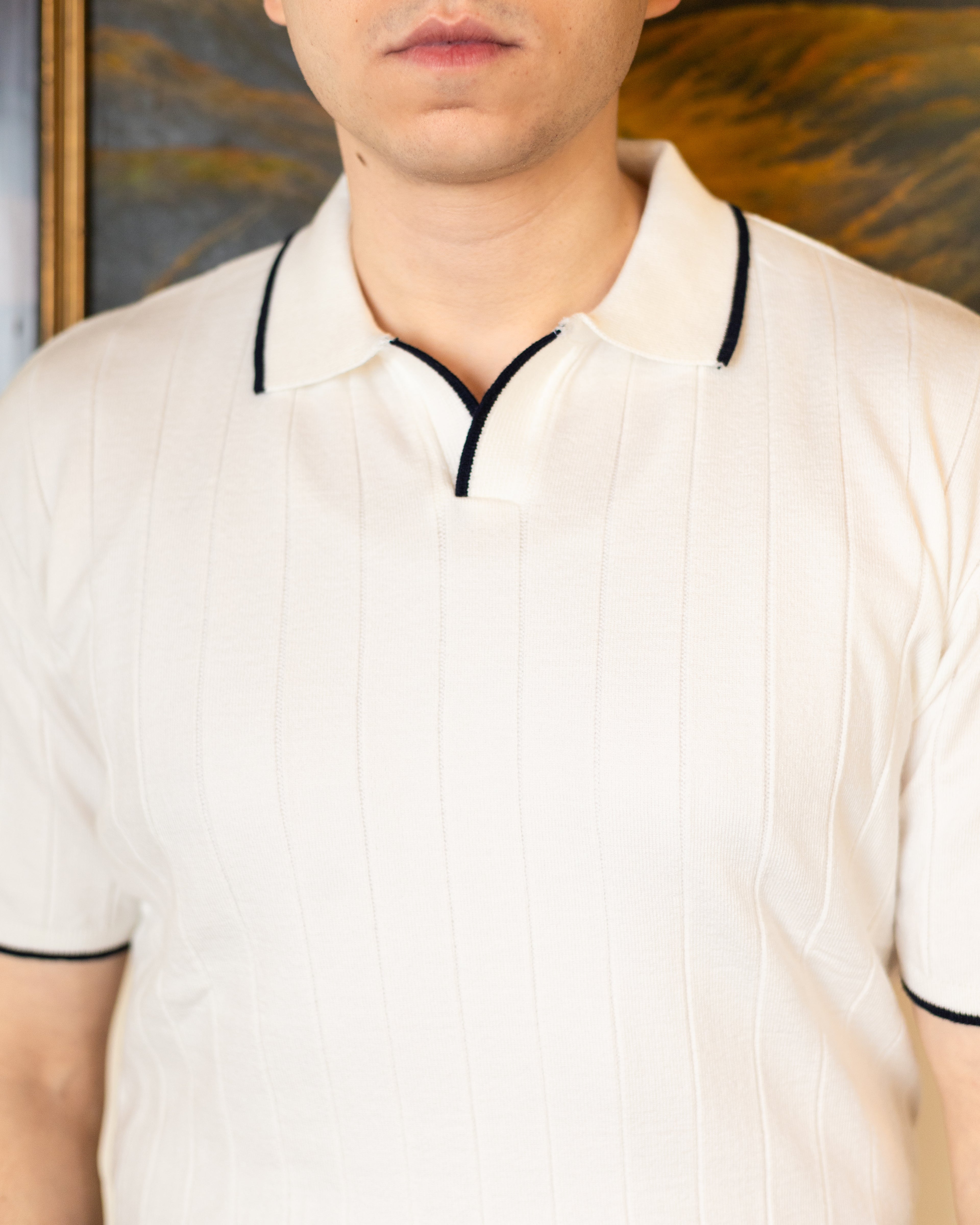 White Classic Knit Polo - Him