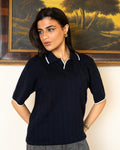 Navy Classic Knit Polo - Her