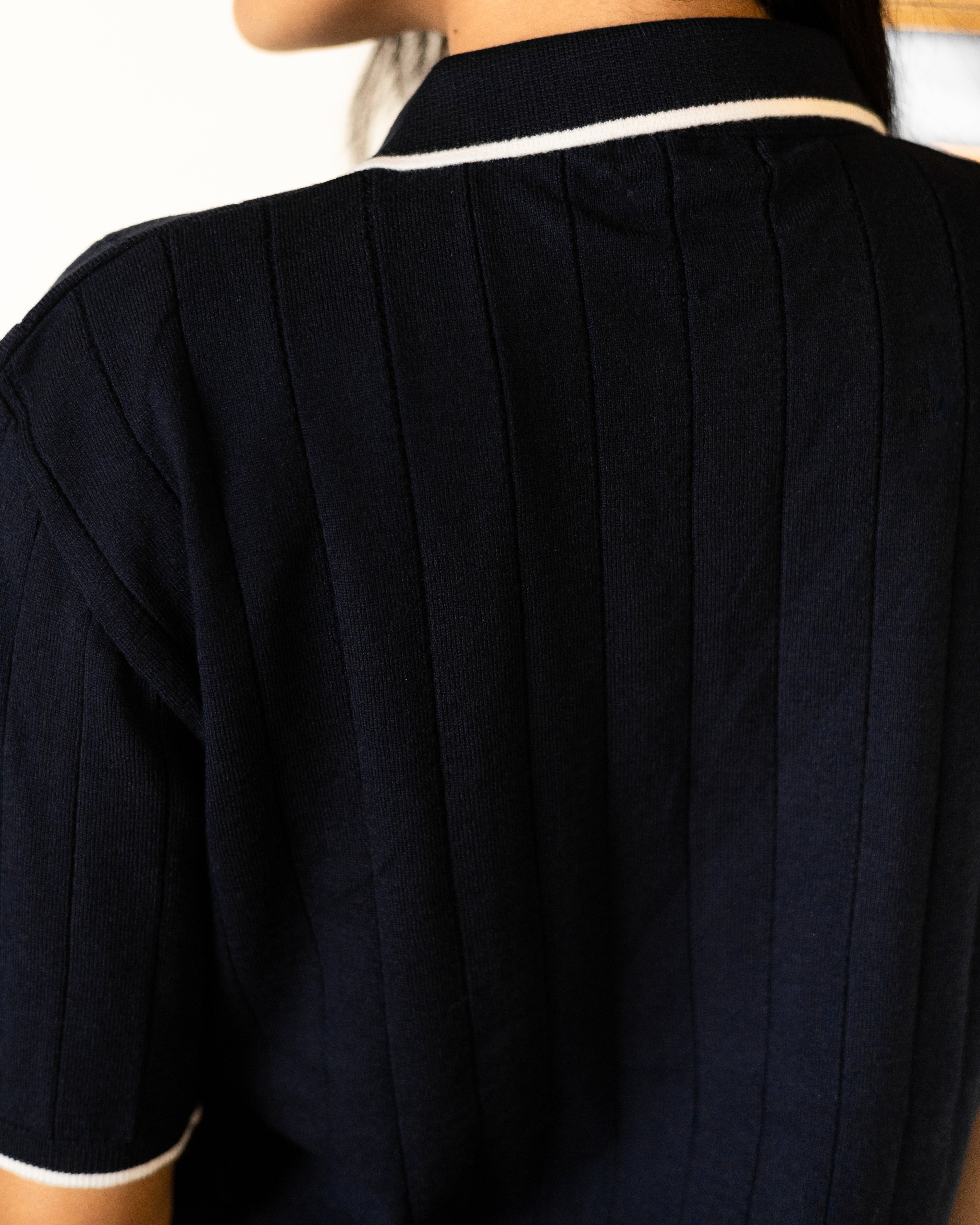 Navy Classic Knit Polo - Her
