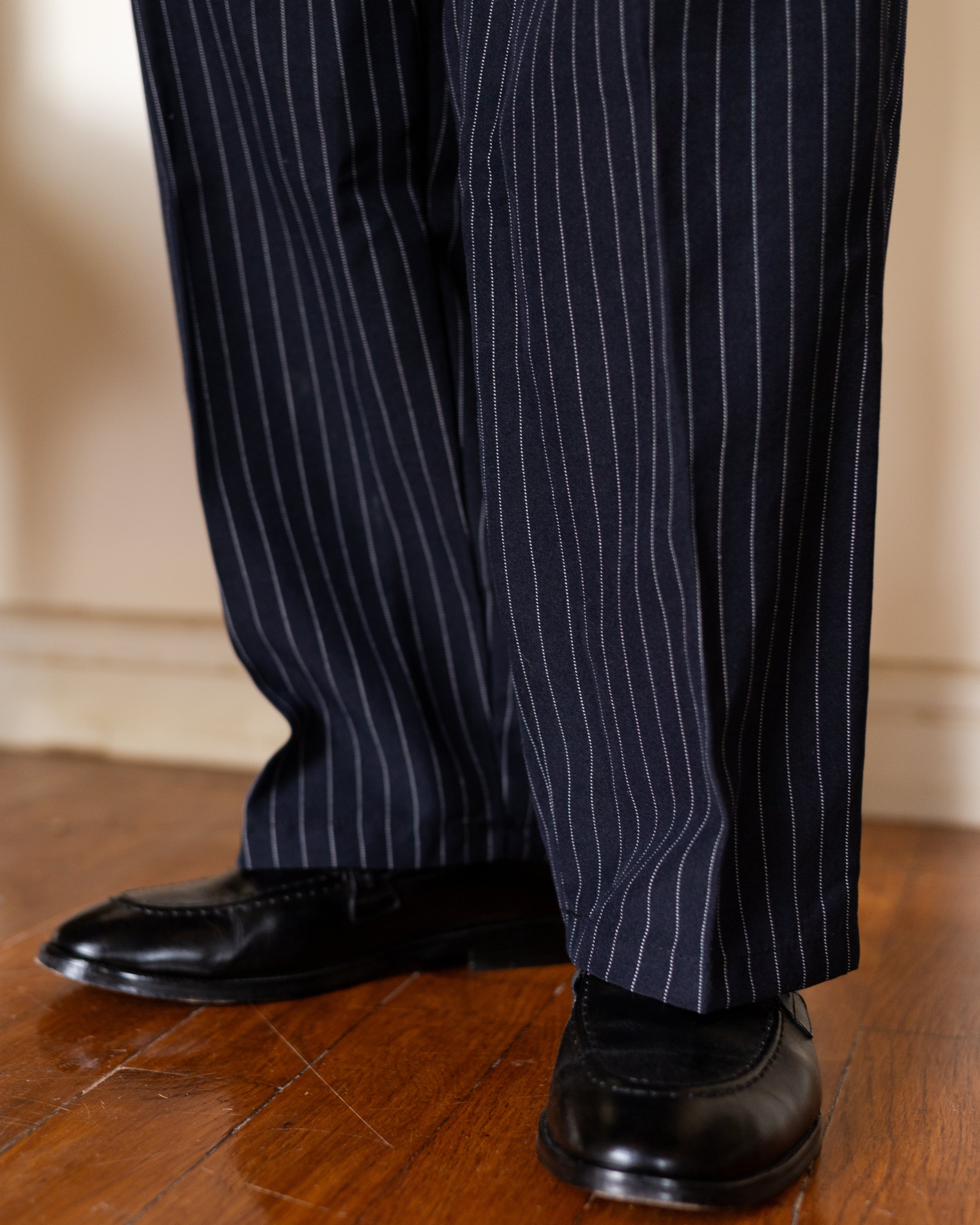 Pinstriped Navy Tailored Pants