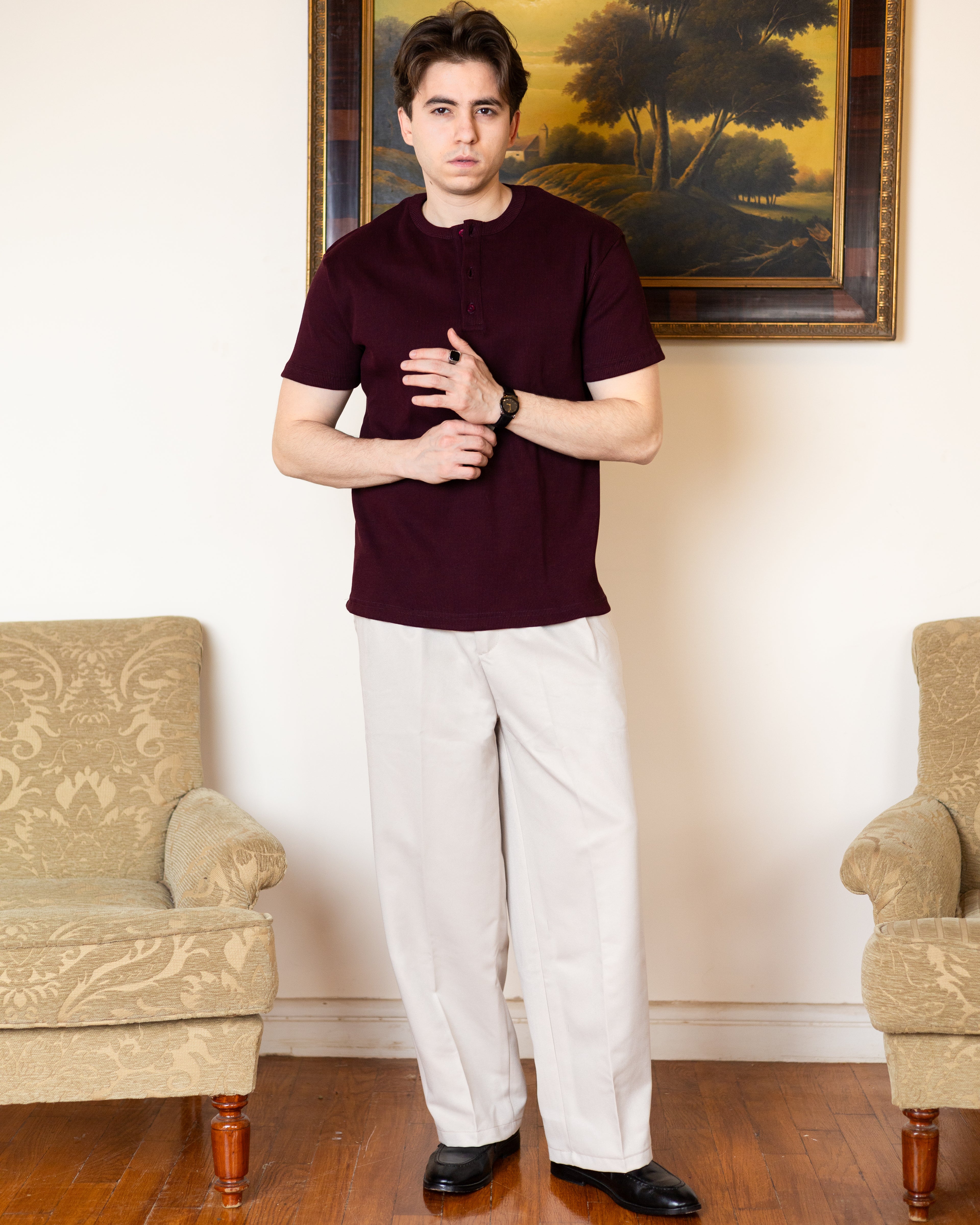 Burgundy Henley Shirt