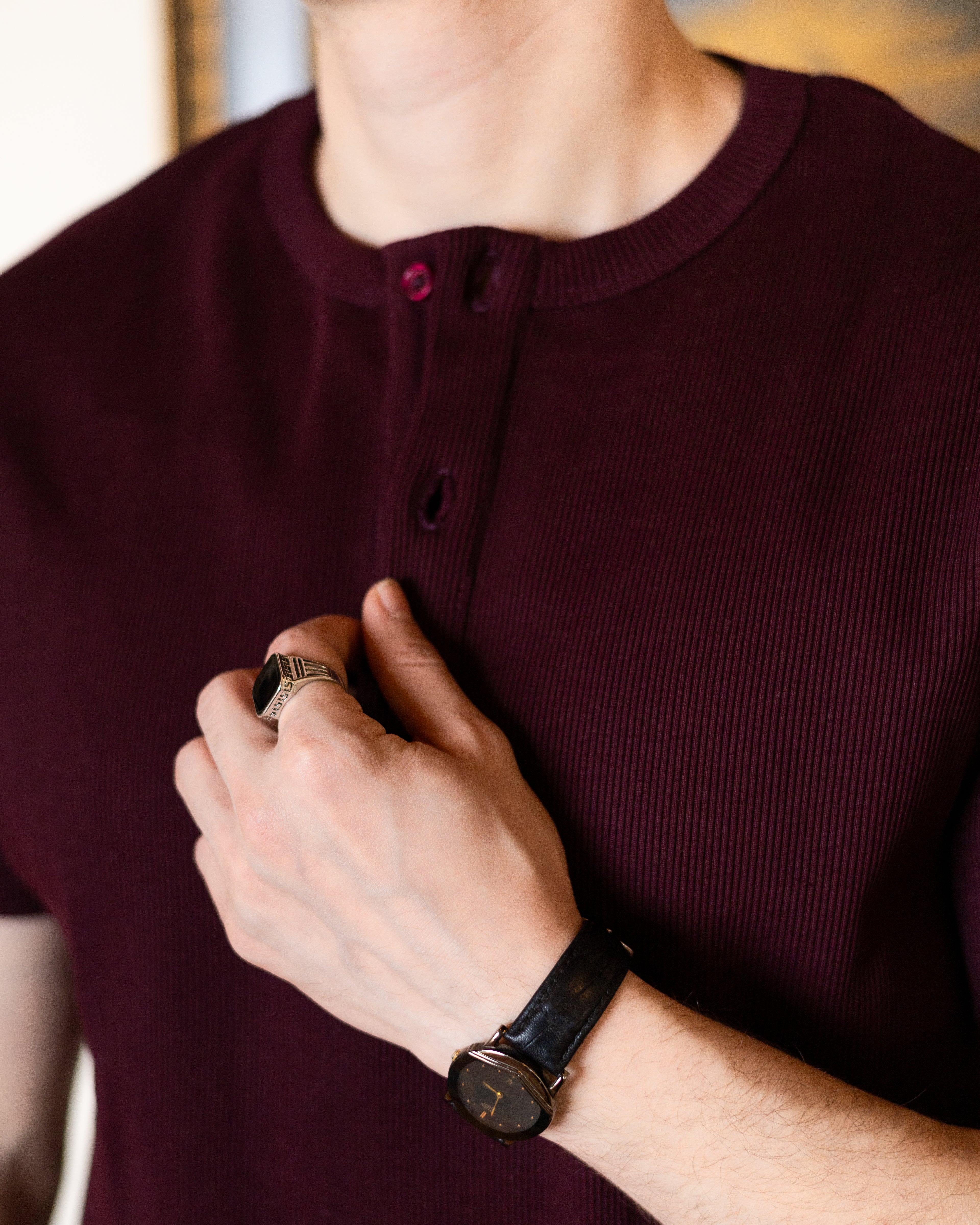 Burgundy Henley Shirt