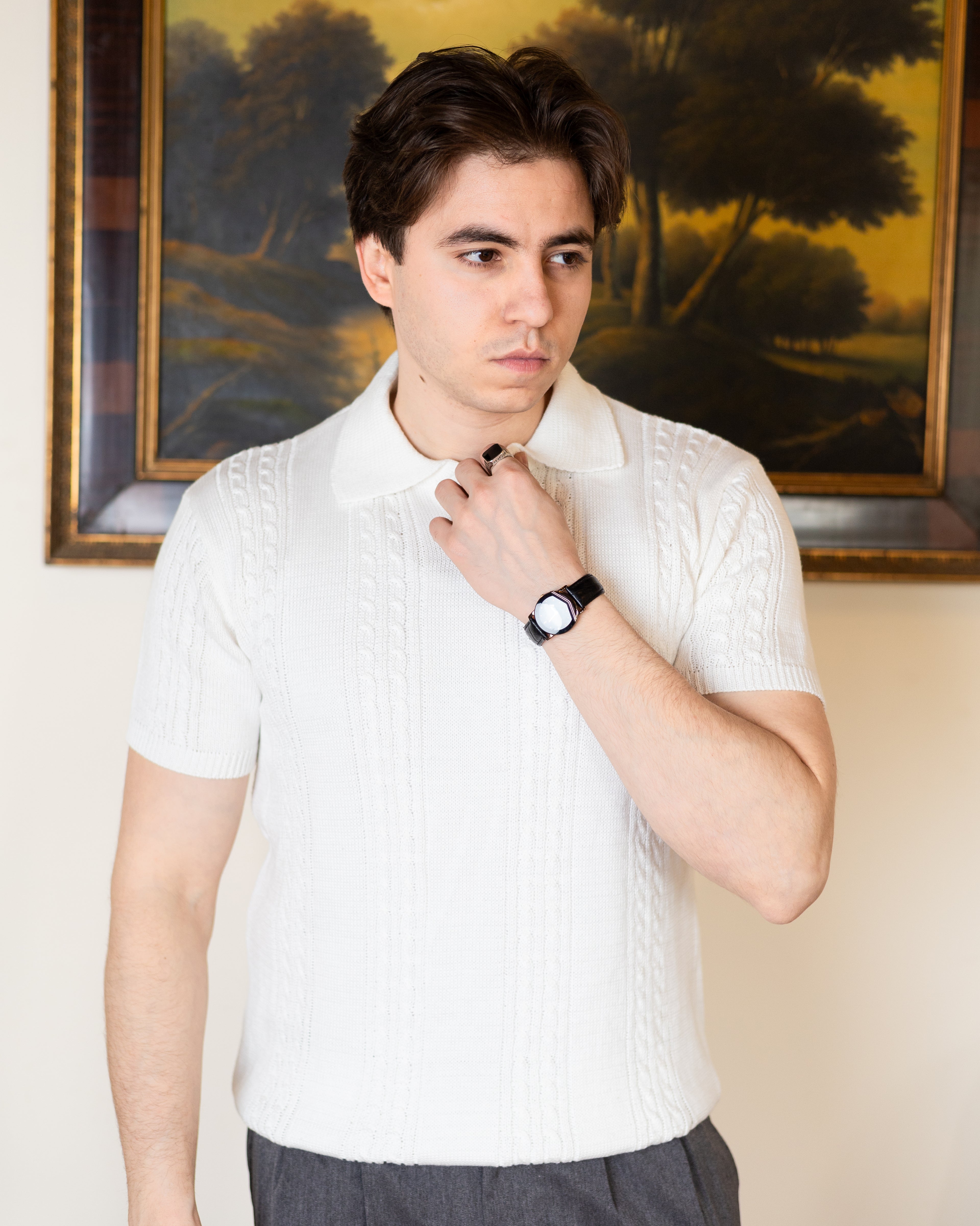Knitted White Polo
