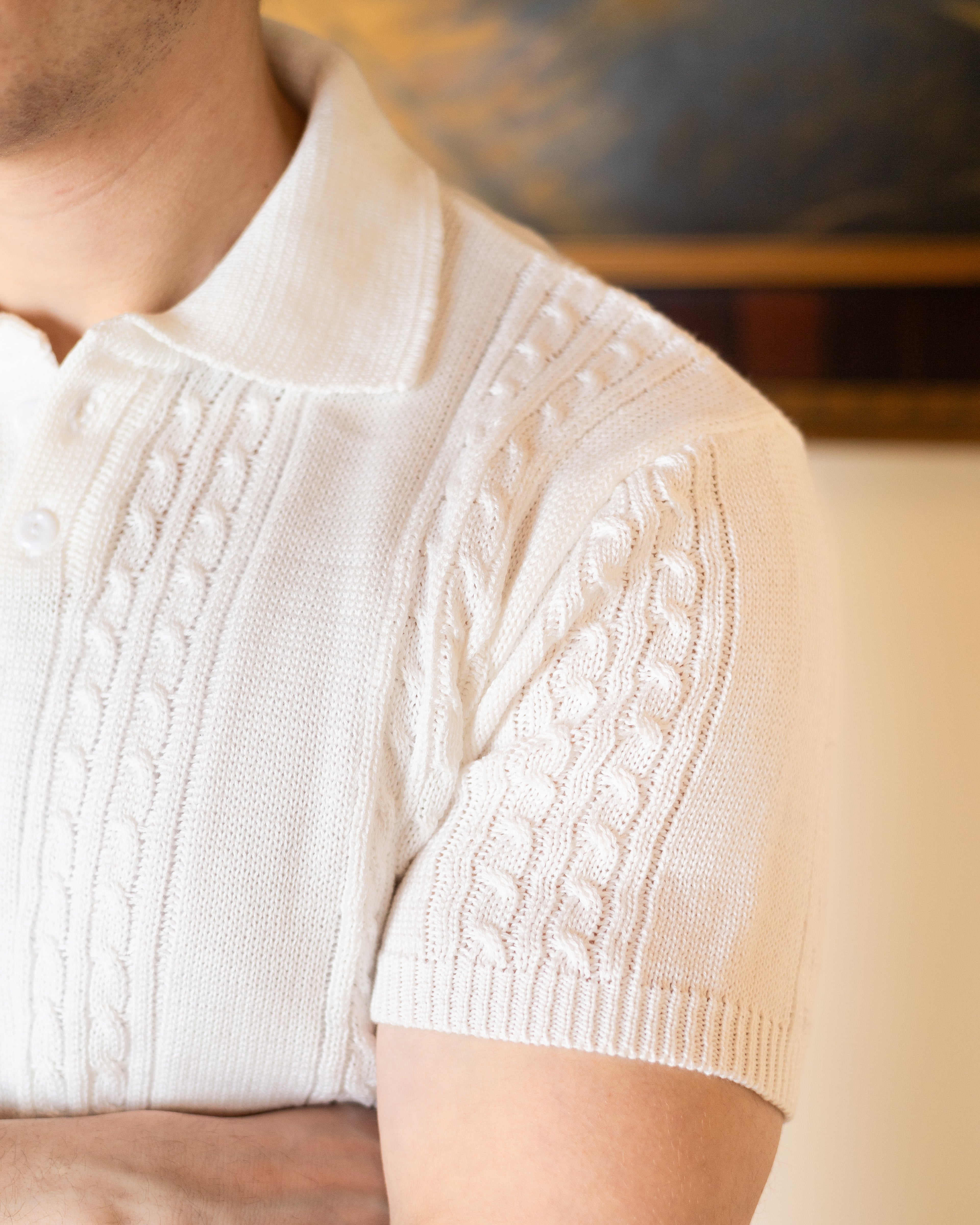 Knitted White Polo
