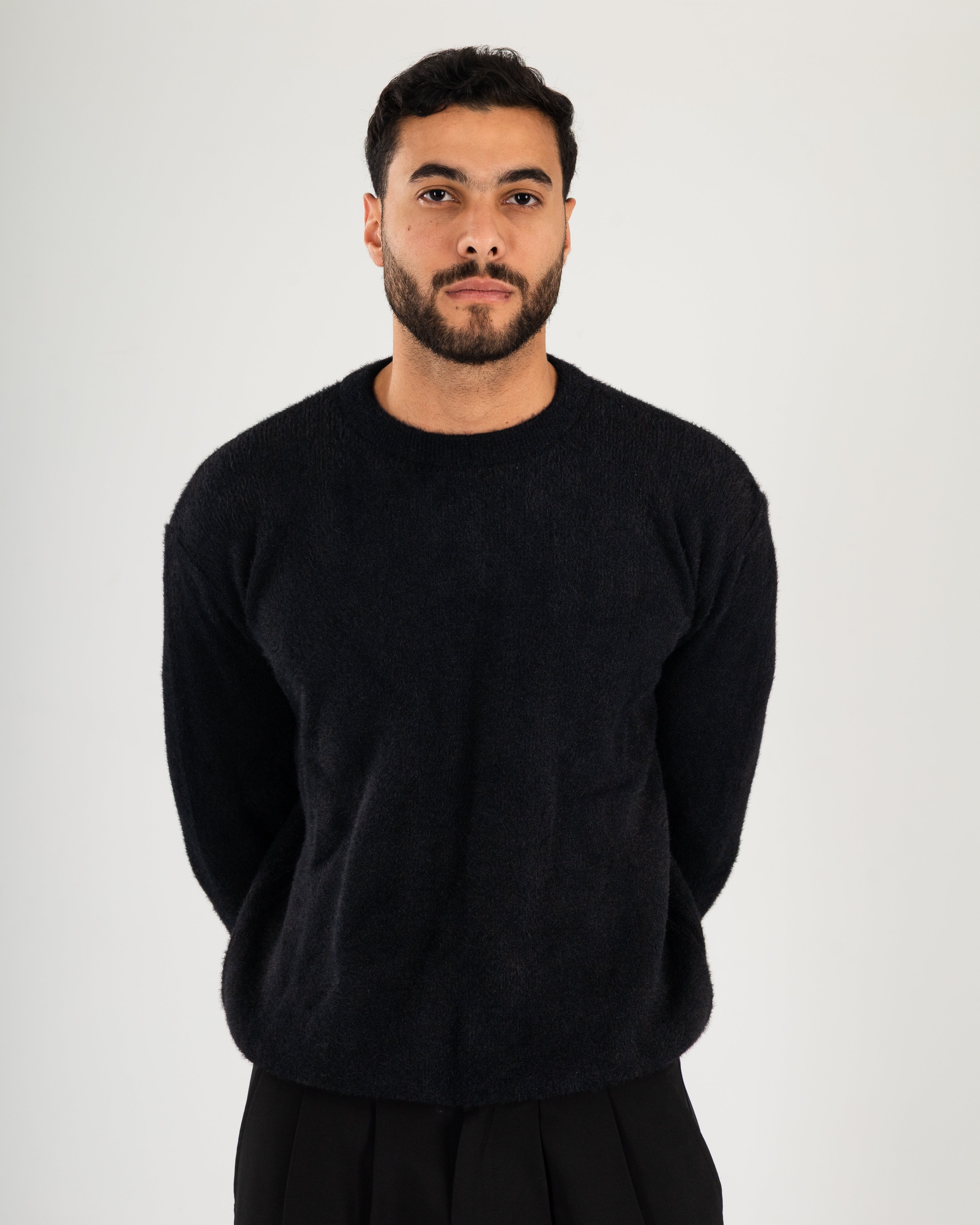 Rounded Black Mohair Sweater