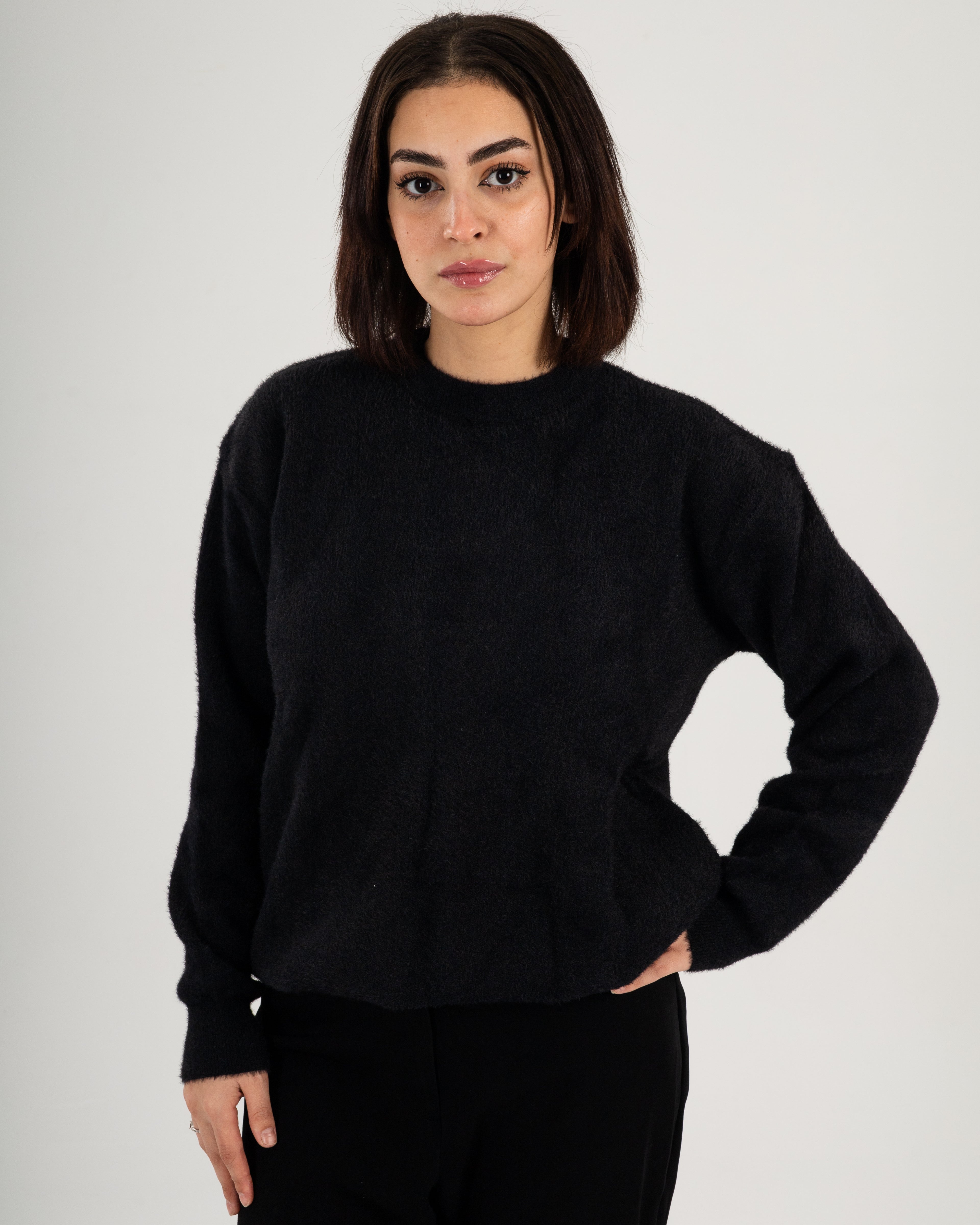 Rounded Black Mohair Sweater
