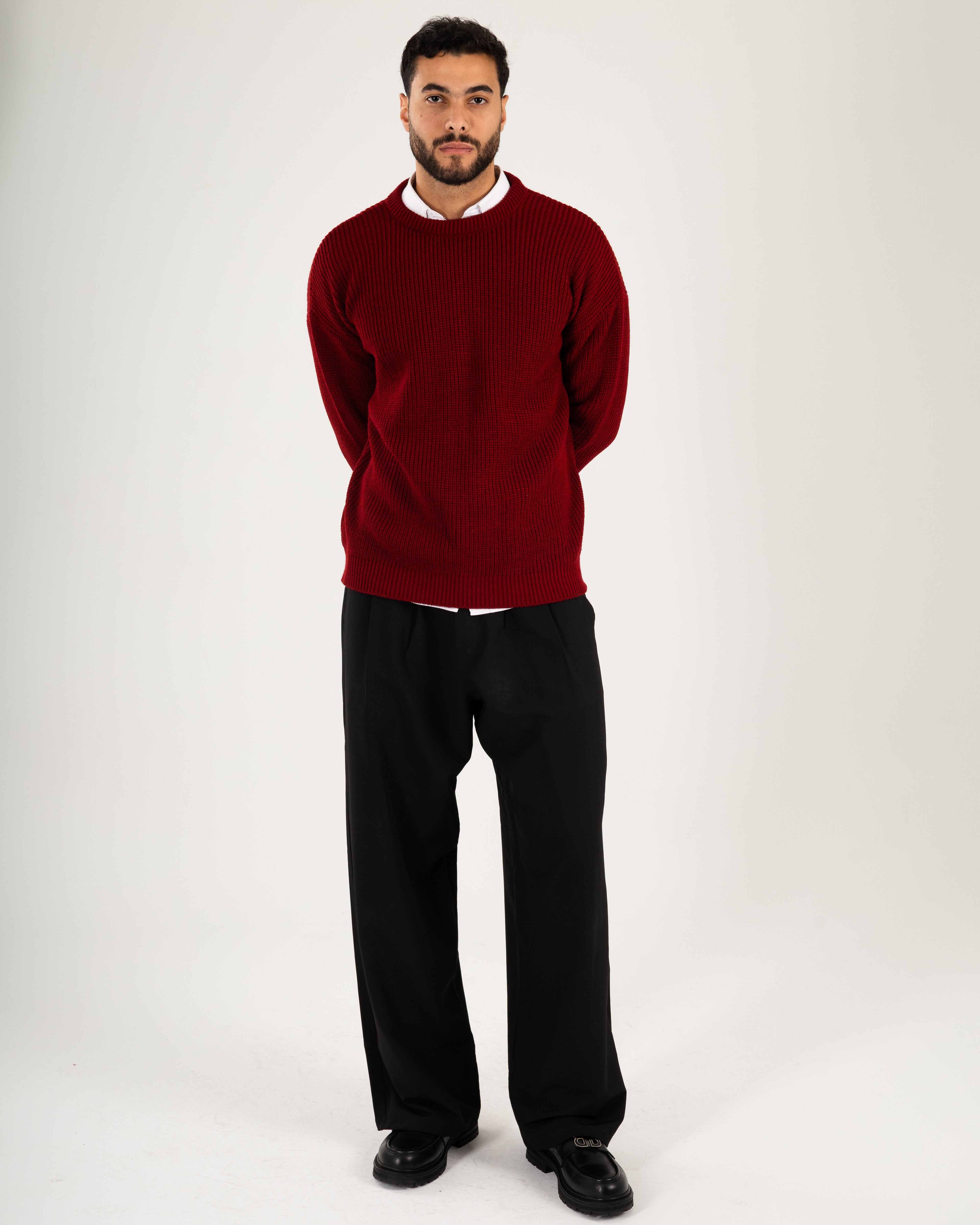 Burgundy Ripped Knit Sweater