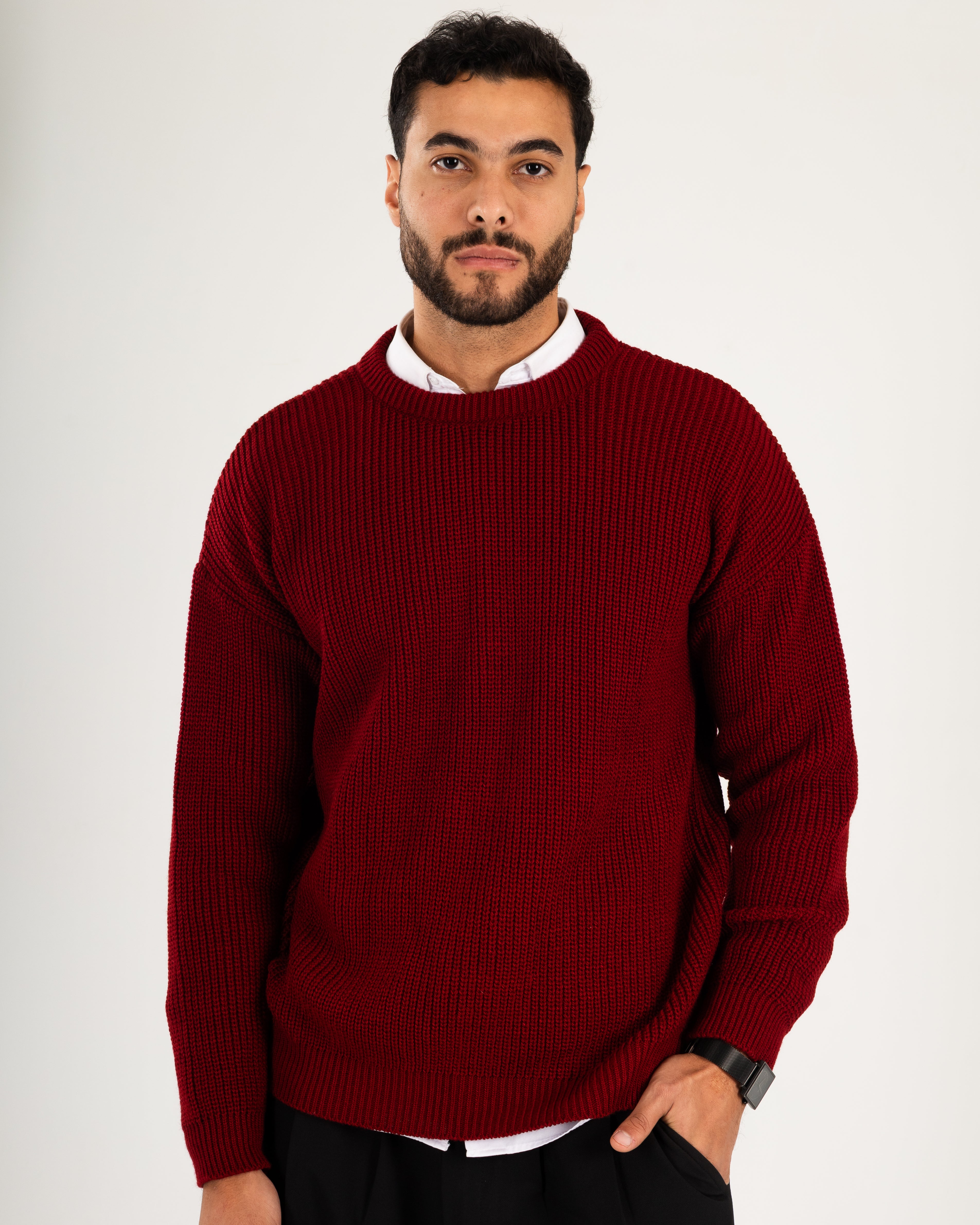 Burgundy Ripped Knit Sweater