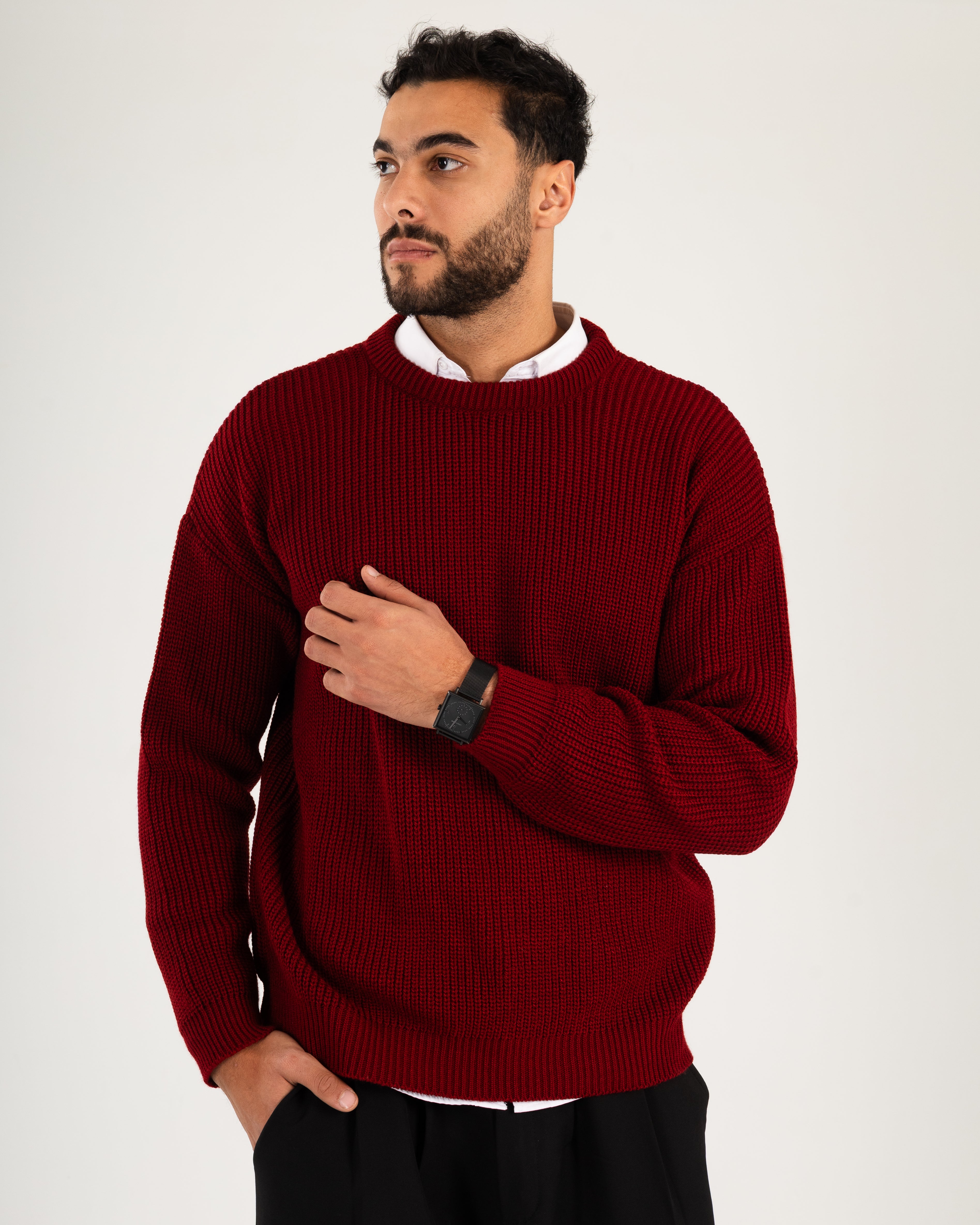 Burgundy Ripped Knit Sweater