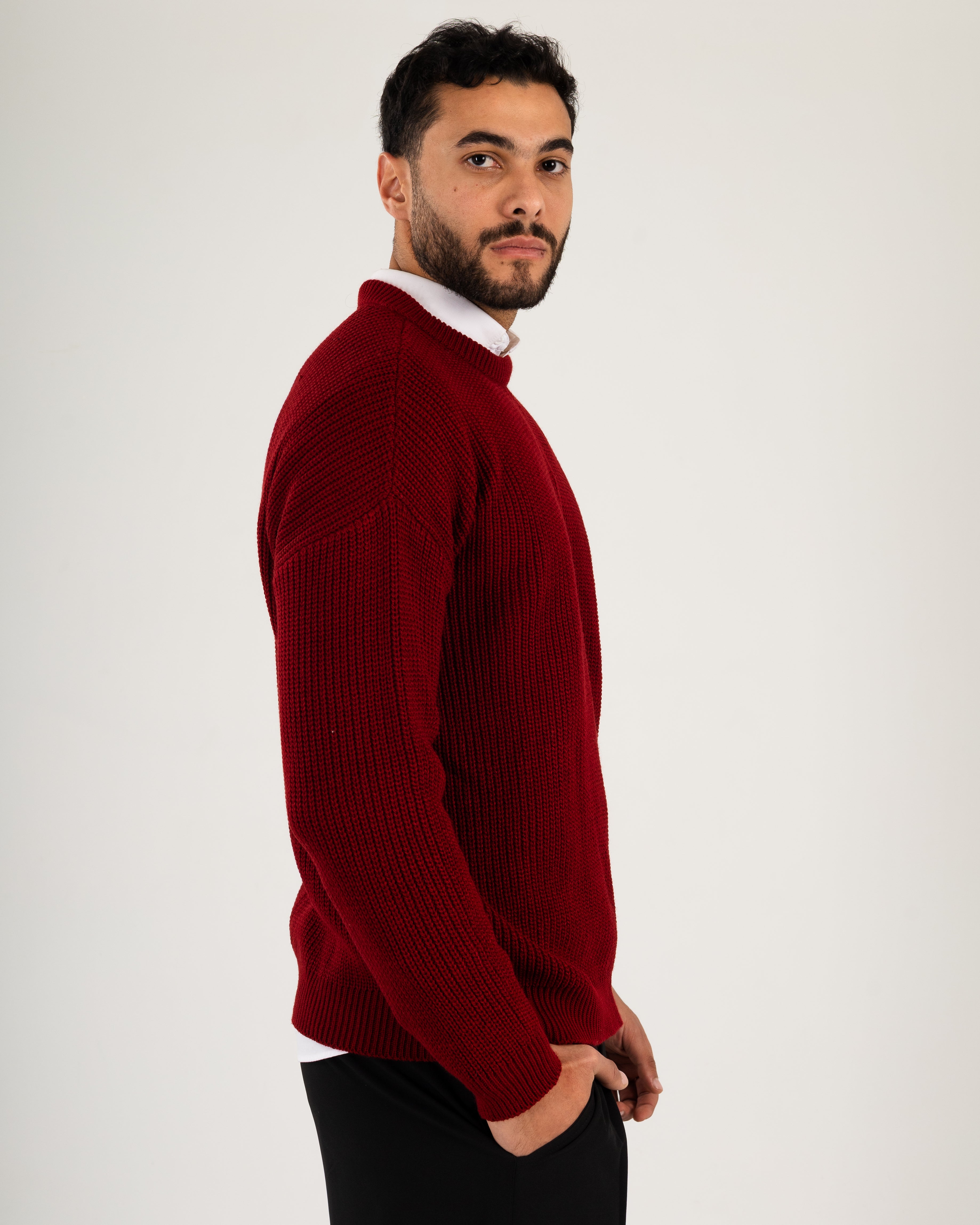 Burgundy Ripped Knit Sweater