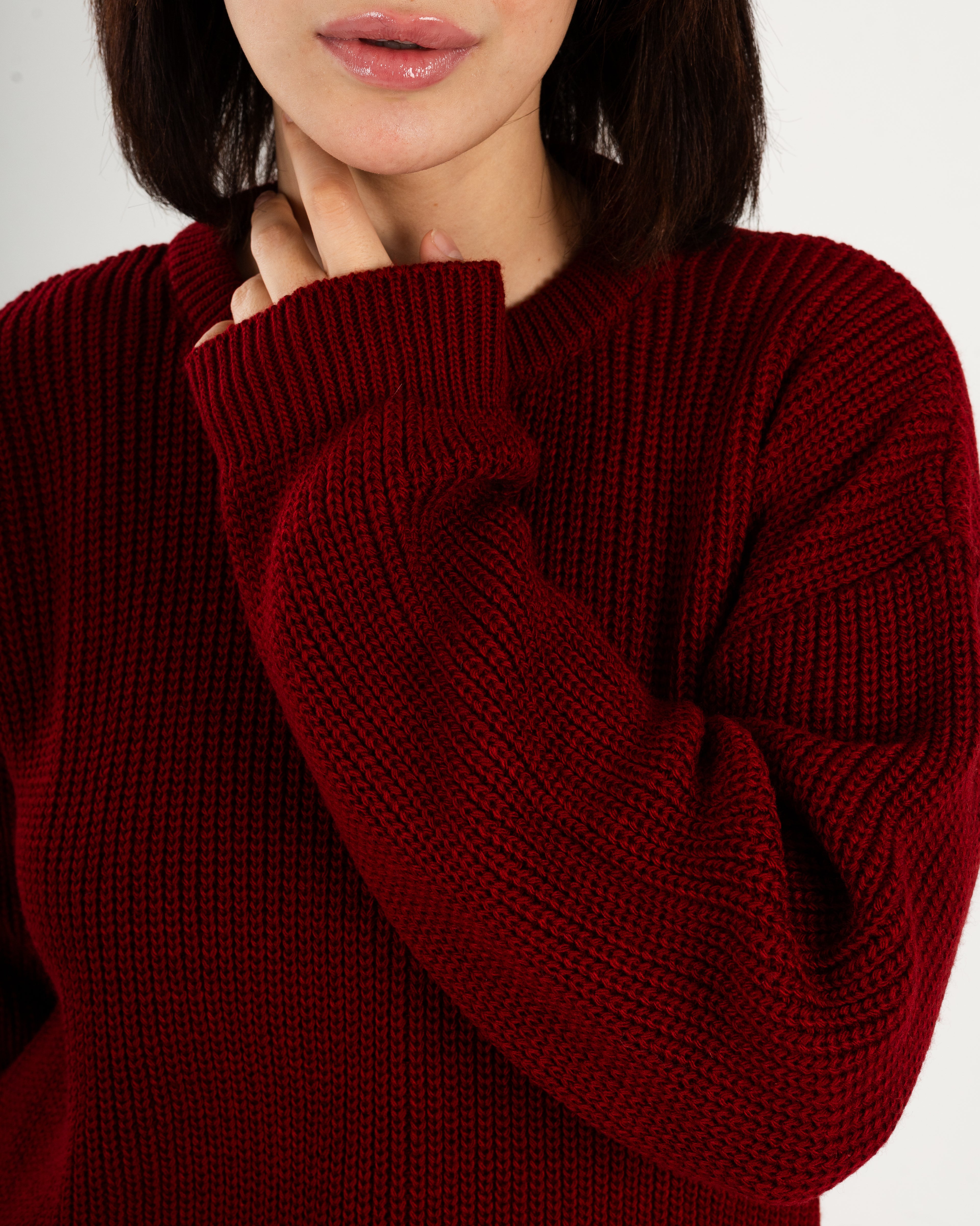 Burgundy Ripped Knit Sweater