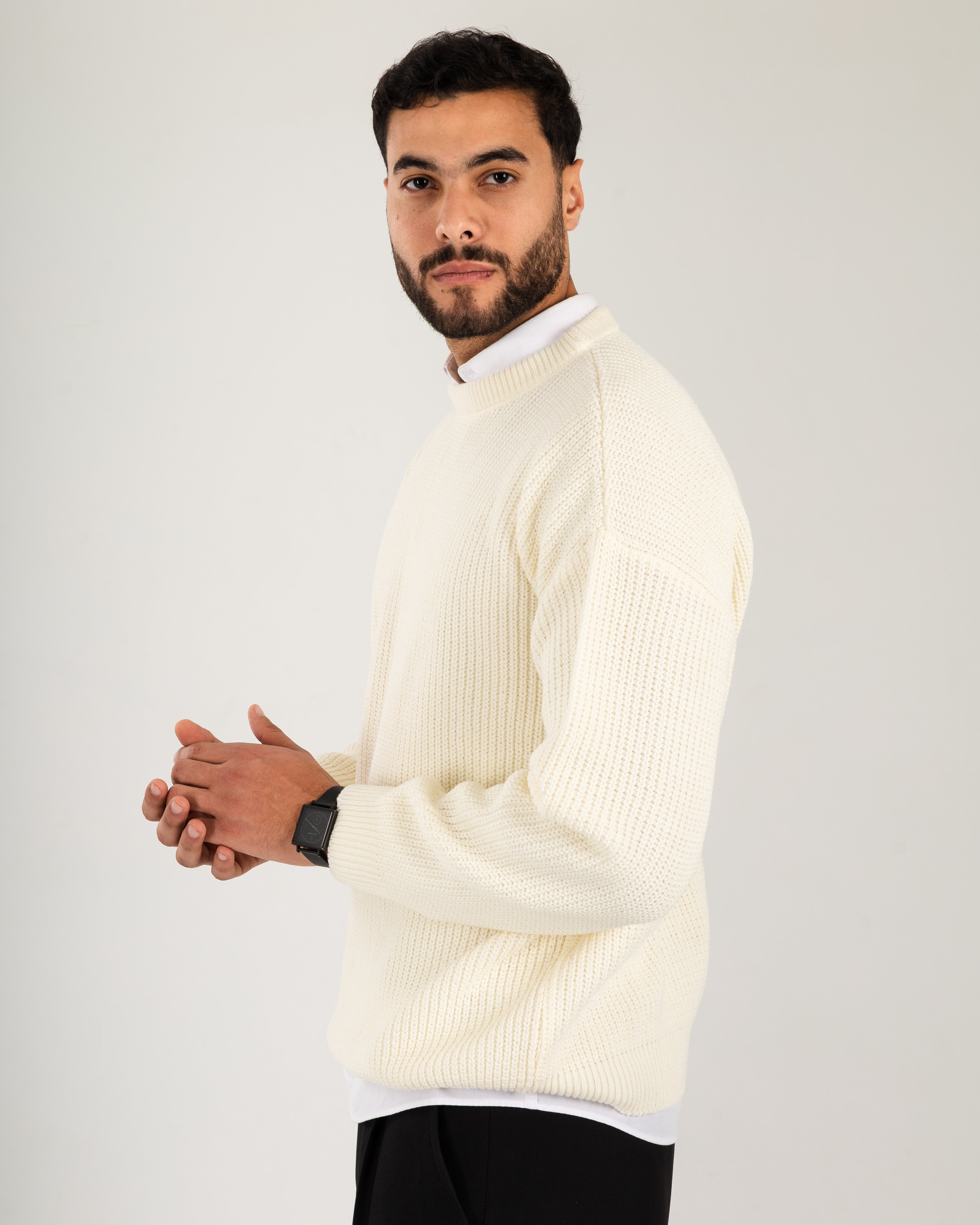 White Ripped Knit Sweater