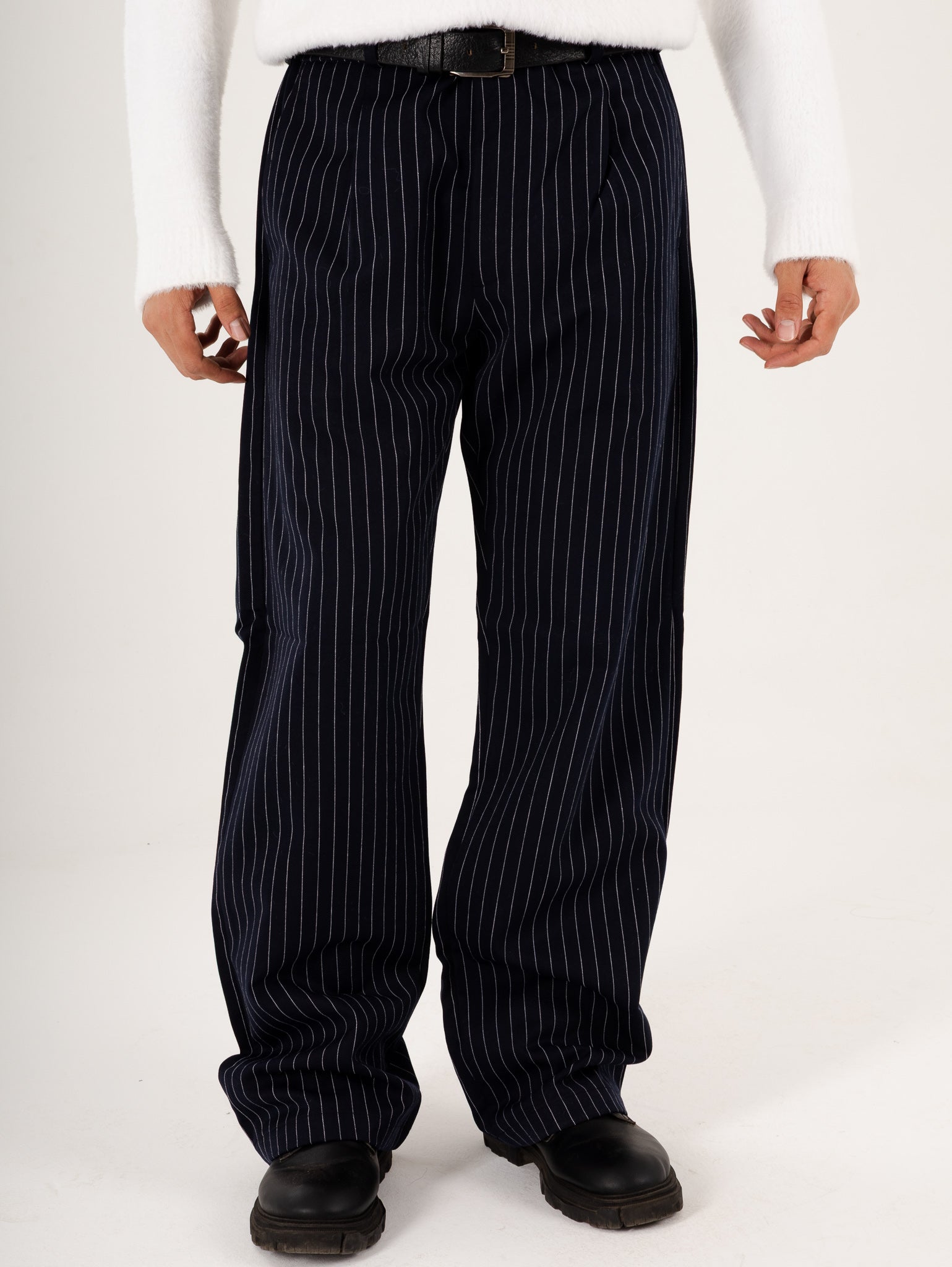 Pinstriped Navy Pants