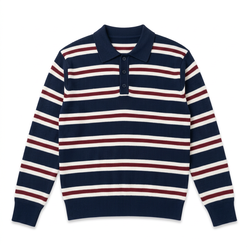 Navy Striped Knit Sweater