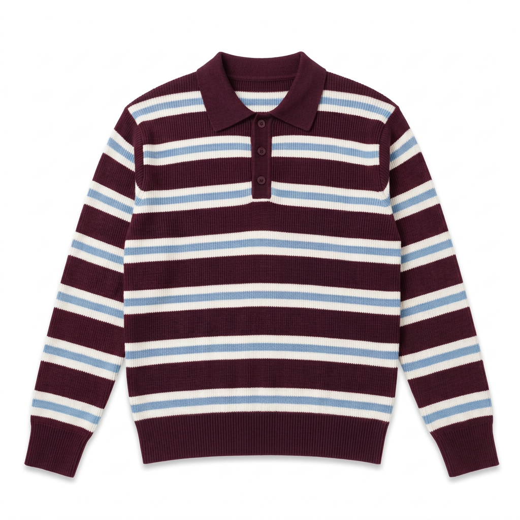 Burgundy Striped Knit Sweater