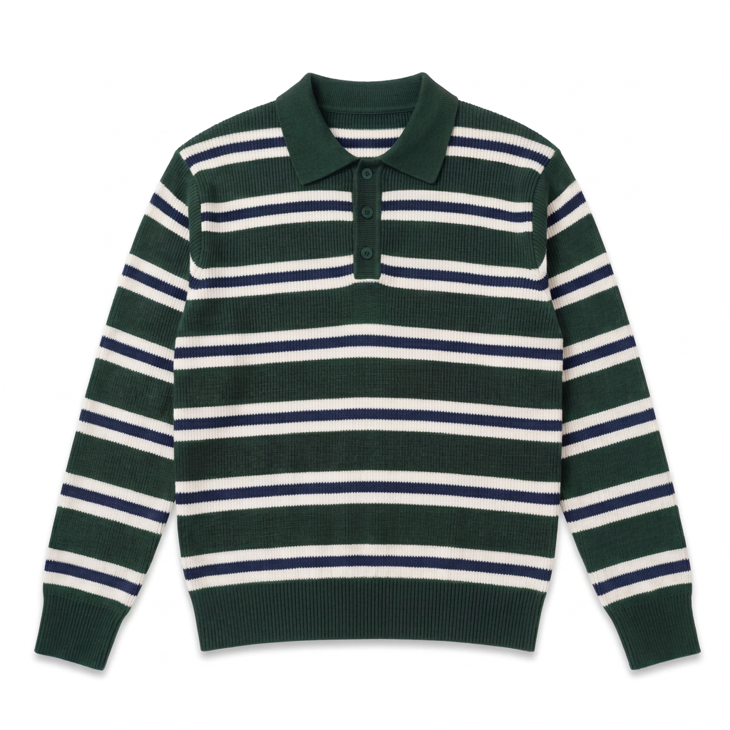 Green Striped Knit Sweater