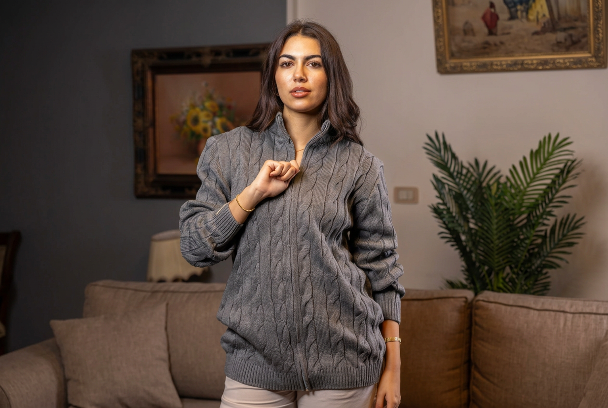 Grey Cable Knit Sweater