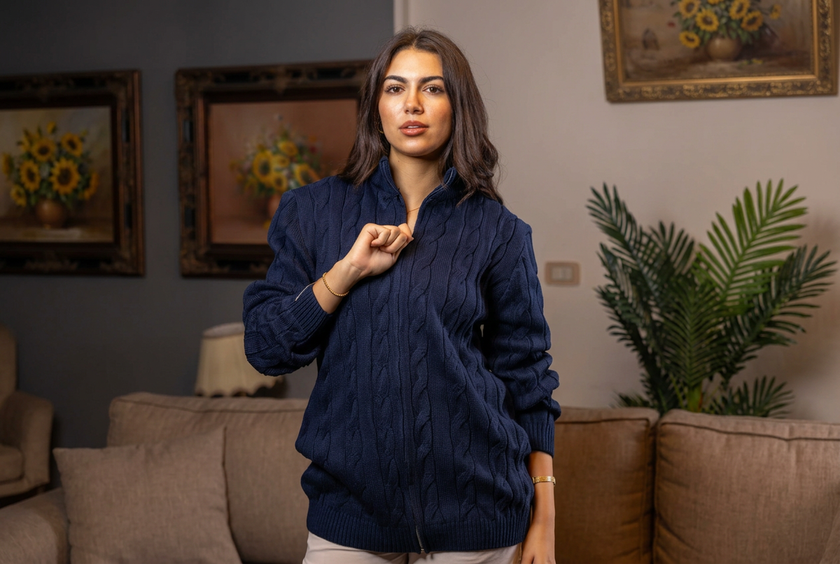 Navy Cable Knit Sweater