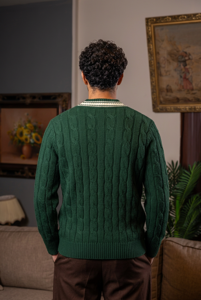 Dark Green V Neck Sweater