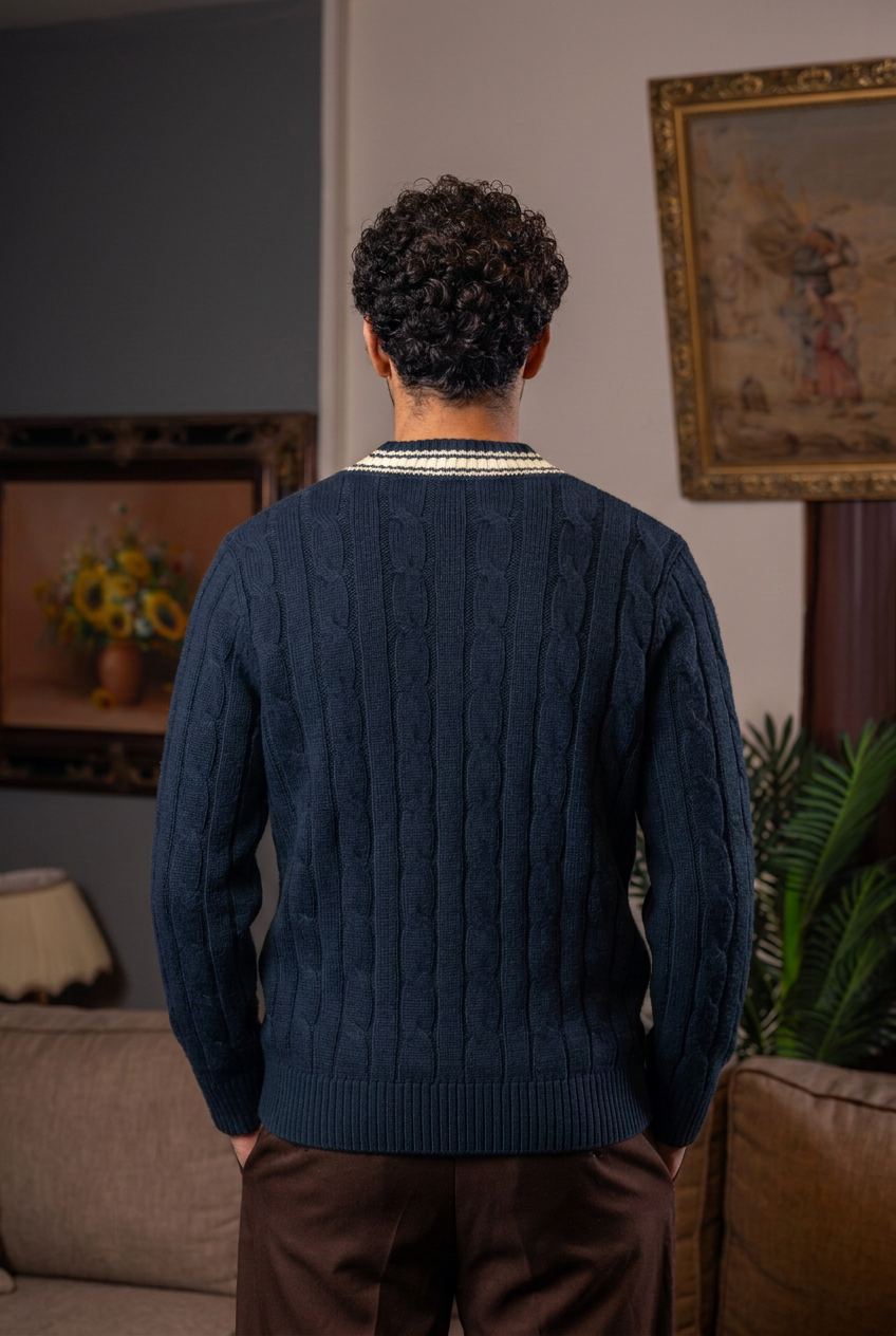 Navy Cable Knit Sweater
