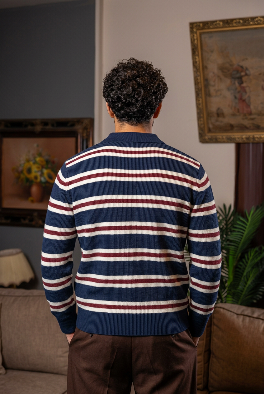 Navy Striped Knit Sweater