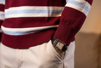 Burgundy Striped Knit Sweater