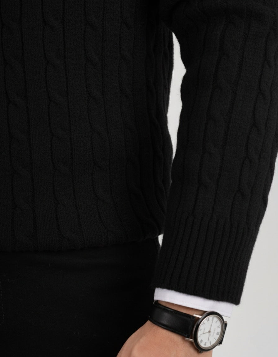 Black Twist Knit Sweater