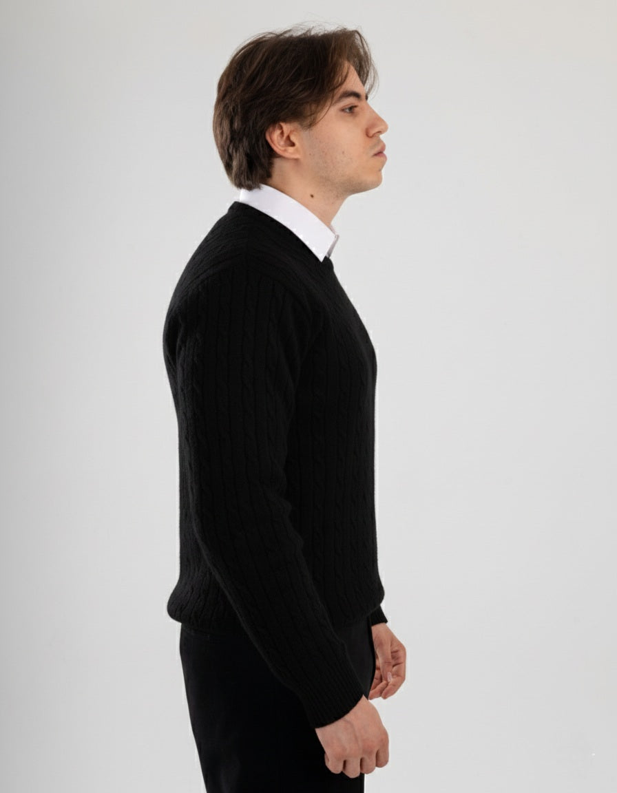 Black Twist Knit Sweater