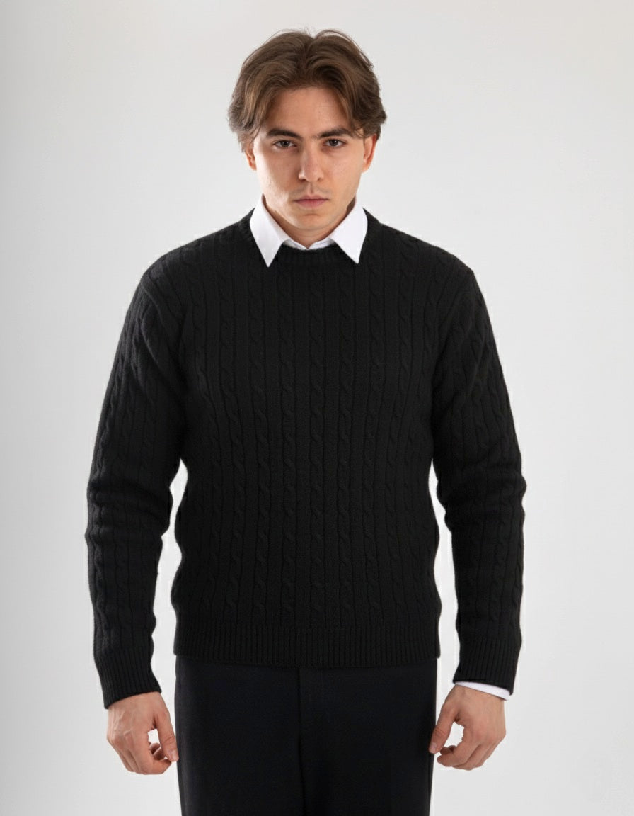 Black Twist Knit Sweater